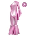 thumbnail image 4 of Haitryli Big Girls Disco Party Romper Dress Jumpsuit Halloween Costume Flare Bell Bottom Sparkle Dance Leotards Pink 12, 4 of 5