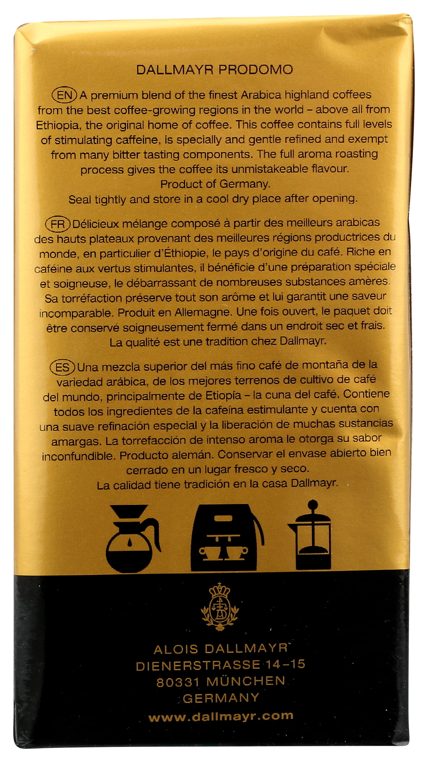 Pack of 12, Dallmayr Prodomo Finest Premium Ground Coffee, 8.8 oz