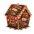 thumbnail image 3 of Christmas Pearl Diamond Art House Ornament, 7.87in 3D Red Wooden House DIY Rhinestone Painting Kit, Stocking Holly Snowflake Festive Pattern for Mantel Tabletop Xmas Decor, 3 of 6