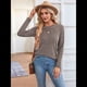 thumbnail image 4 of Camisas de Larga para Mujer, Cuello Redondo, Túnicas Casuales Caqui XL, 4 of 8