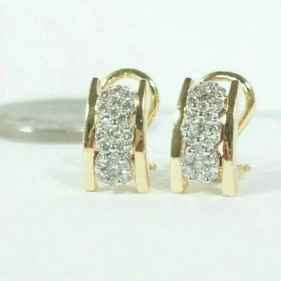 2 Ct Round Cut Moissanite Huggie Hoop Earrings 10K Yellow Gold