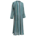 thumbnail image 2 of IBTOM CASTLE Men's Muslim Thobe Long Sleeve Striped Robe Gown Arab Islamic Kaftan Abaya Dress Middle East Dubai Ramadan Clothing XL Green, 2 of 8