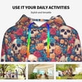 thumbnail image 4 of Kdxio colorful Skull rose Print Womens Oversized Hoodies Sweatshirts Hooded Pullover Tops Sweaters Casual-X-Large, 4 of 7