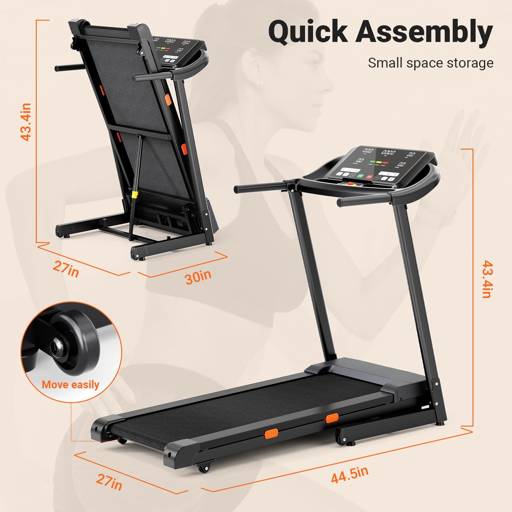COFUNOK Treadmill With Auto 12% Incline,3.0HP Folding Treadmills for Home Running Walking ,Max 9MPH Speed,300 lbs Weight Capacity