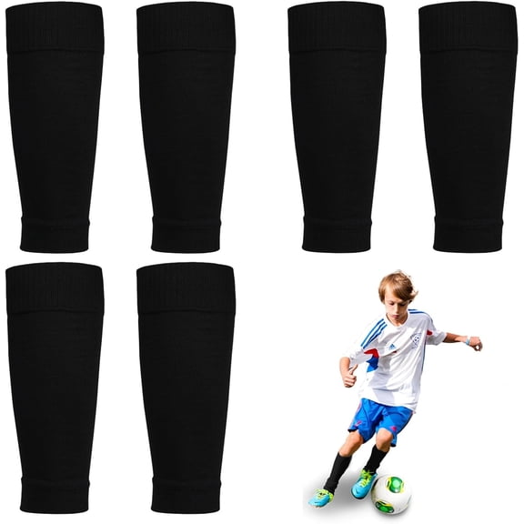 3 Pairs Football Sock Sleeves,Black Elastic Shin Pad Socks for Football Games Beginner,Pre Cut Football Socks Fit Over Shin Pads,Sock Sleeve Football(Black)