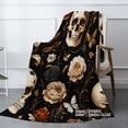 thumbnail image 2 of Spxubz Skull And Floral Pattern Flannel Throw Blanket For Gift Home Sofa Bed Decoration 50x40 inch, 2 of 5