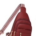 thumbnail image 2 of Bolso Pecho Bohemio para Mujer Cruzado Cuero PU Con Correa Étnico () Rojo, 2 of 8