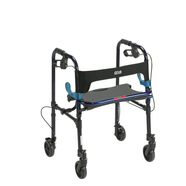 Drive Medical Clever Lite Walker Rollator, Adult, 5" Wheels, Flame Blue
