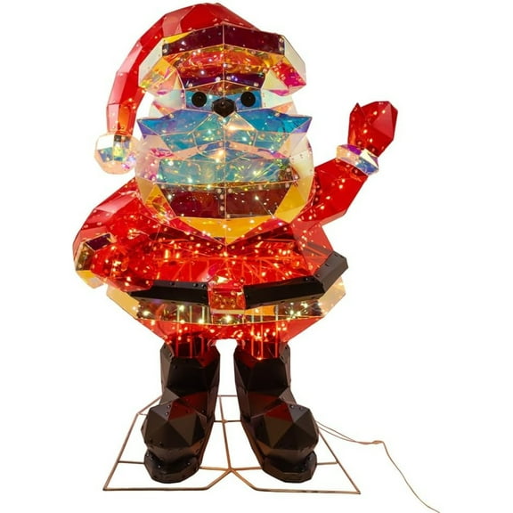 Kurt Adler Iridescent Light Up Santa Indoor or Outdoor Christmas Decoration, 30in