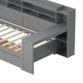 thumbnail image 4 of MODERNLUXE Twin Size Daybed with 2 Drawers, Wooden L-Shaped Platform Bed with Storage Shelves and Study Desk,Gray, 4 of 7
