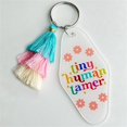 thumbnail image 3 of Riforla [Teacher Gift Keychain] Floral Motif Layered Tassel Acrylic Key Tag for Teachers Keychains Yellow 10.5cm, 3 of 3