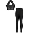 thumbnail image 3 of TTAO Girls 2 Piece Dance Outfits Sequins Crop Top with Leggings Pants Set for Gymnastics Practice Activewear Black 8, 3 of 4
