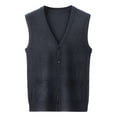 thumbnail image 5 of Kureaily Men's Wool Blend V Neck Knit Cardigan Vest Wool Sweater Colour Blocking Casual Versatile Sleeveless Shirt Vest, 5 of 5