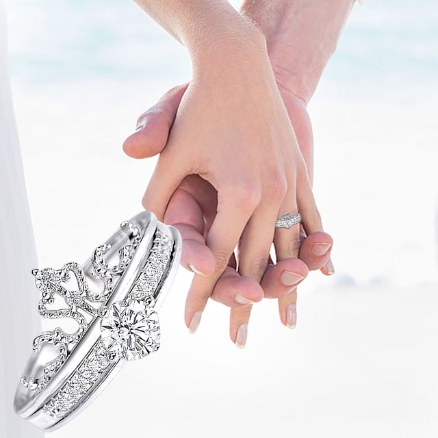 Fiudx Anillo de Dedo Combinado Dos En Uno de Moda Desmontable de Dos Piezas