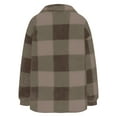 thumbnail image 5 of Stamzod Fall Winter Jackets for Women Fashion Plaid Printed Thicked Warm Fleece Jacket Women Casual Button Down Coats Outerwear with Pocket Brown XXL, 5 of 7