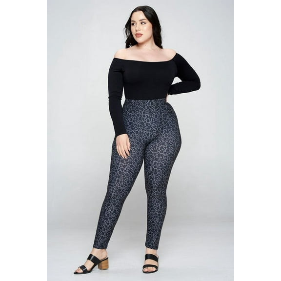 K-Cliffs Plus Size Women's Classic Leopard Print Peach Skin Leggings