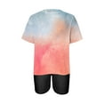 thumbnail image 2 of Two Piece Sets for Women Summer Plus Size Fashion Casual Gradient Print Crewneck Short Sleeve Oversized T Shirt Drop Shoulder Tops And Shorts Sets Clearance Under 10$!, 2 of 4