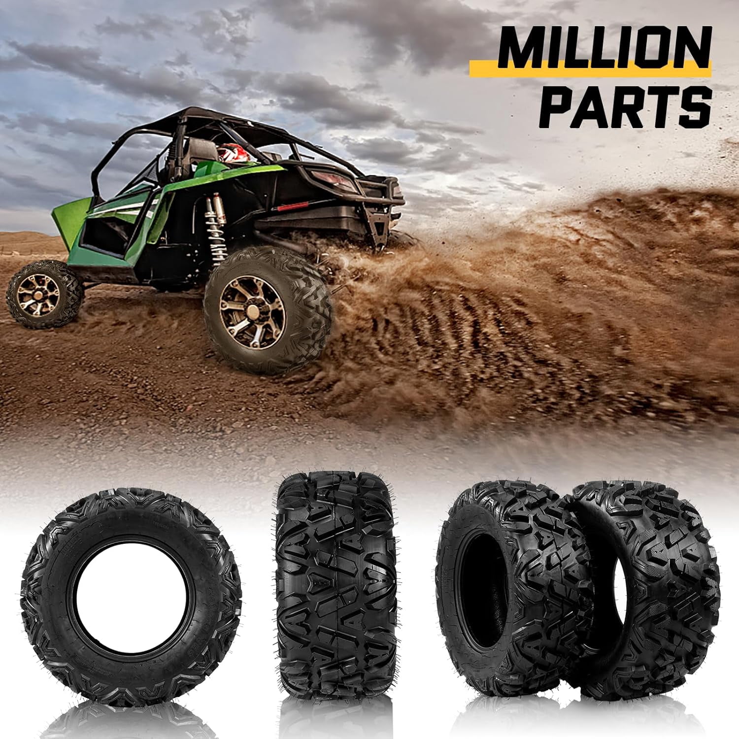 TUFFIOM Set of 4 ATV/UTV All-terrain Tires 25x8-12 Front 25x10-12 Rear, 6 PR, Tubeless