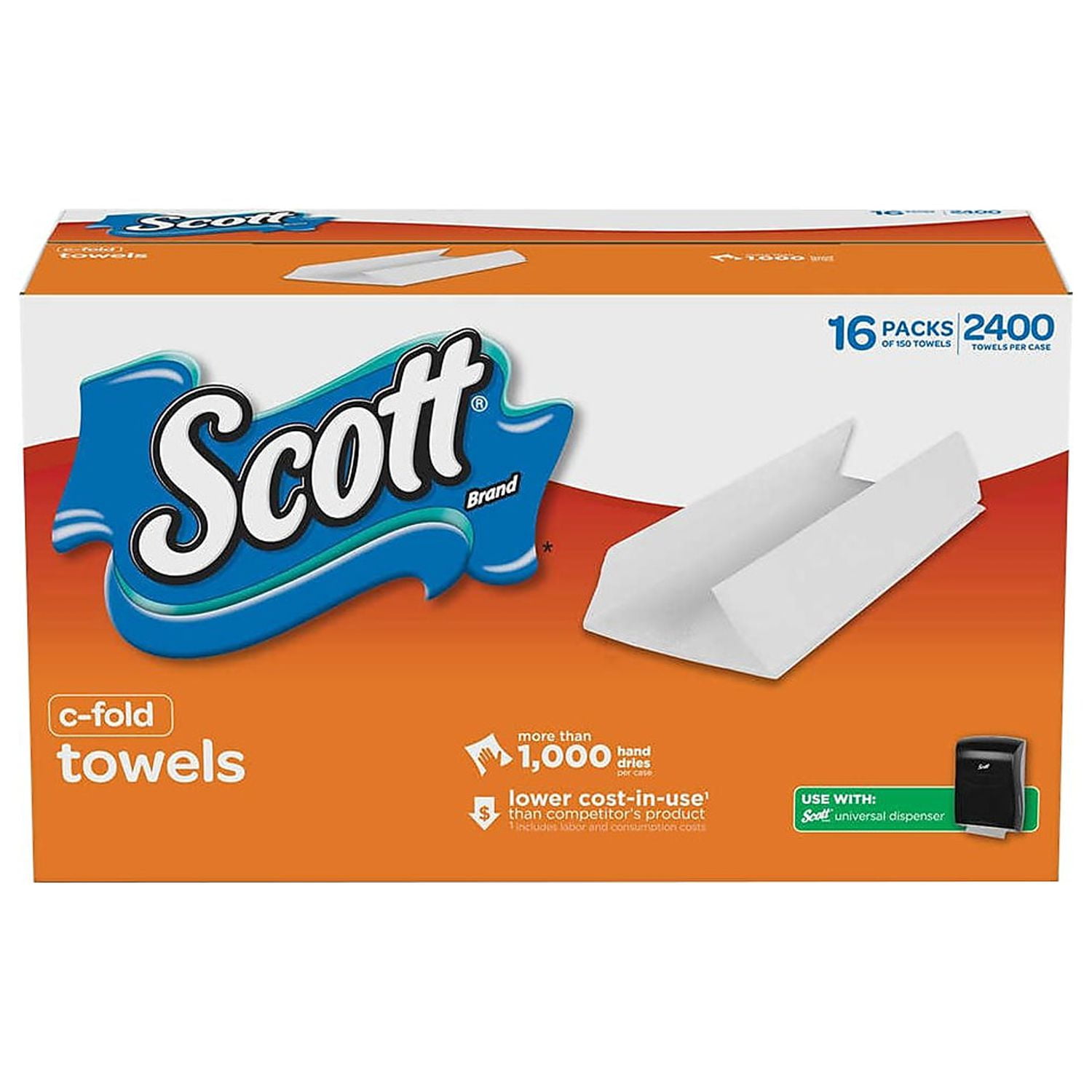 KIMBERLY CLARK C-Fold Paper Towels 13 1/5 x 10 1/10 White 150/Pack 16 Packs/Carton 08030