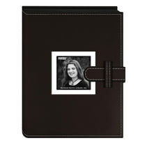 Pioneer Photo Albums 24 Pocket Sewn Leatherette Frame Cover Album with Strap Closure for 4 by 6-Inch Prints, Dark Brown