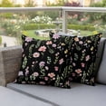 thumbnail image 3 of Spring Summer Flower Outdoor Pillow Covers Pack of 2 Eucalyptus Leaves Countryside Black Waterproof Throw Pillow Covers Decorative Cushion Cases for Patio Garden Tent Balcony Couch 16x16 inch, 3 of 9