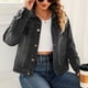 thumbnail image 5 of Chaqueta vaquera de manga larga sin capucha y abrigos de mezclilla de moda para mujer con solapa de color y mangas más delgadas, 5 of 7