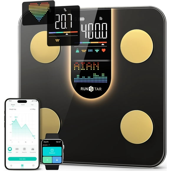 Báscula inteligente Runstar para peso corporal con pantalla VA 8 en 1