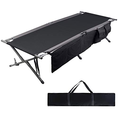 PORTAL Folding Portable Camping Cot, 83&quot; XL Pack-Away Tent Sleeping Cot Bed with Side Pockets, Carry Bag Included