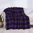 thumbnail image 3 of Fuzoiu Purple Black Plaid Print Flannel Blanket,Throw Blanket,Flannel Home Decor,Fleece Bed Blankets,Cozy Soft Blanket for Bed, Sofa, Camping, and Travel-60"x50", 3 of 6