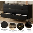 thumbnail image 3 of FURNIWAY Black 6 Drawer Dresser for Bedroom, Modern Dresser with Gold Metal Handles,Fluted Wood TV Stand for Living Room, Hallway, 3 of 9