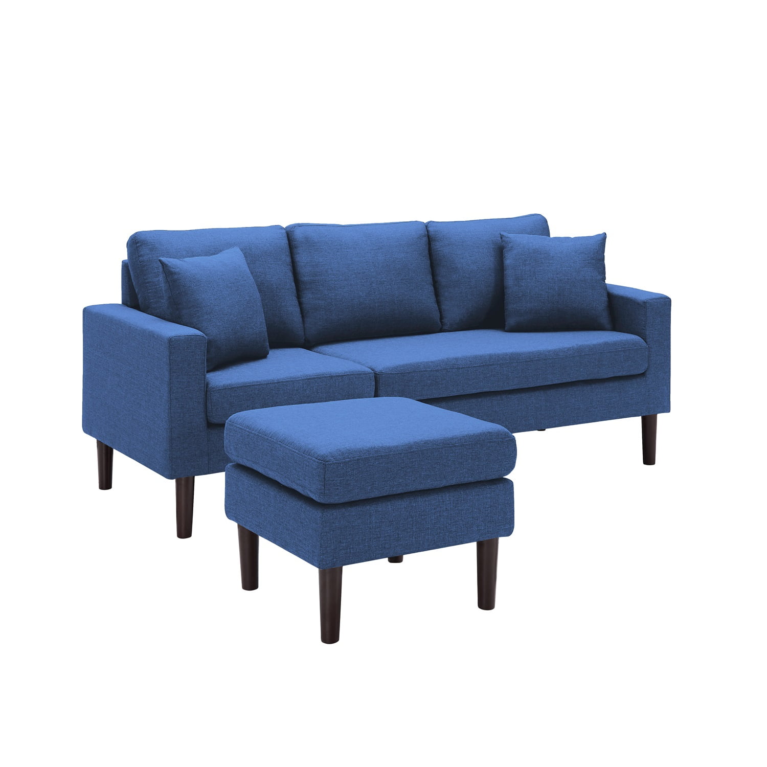 Kadyn 72" Sectional Sofa, L-Shaped Sofa with 2 Pillows, Fabric 3-Seat Sofa for Living Room, Navy Blue