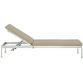 thumbnail image 4 of Modern Contemporary Urban Design Outdoor Patio Balcony Chaise Lounge Chair, Beige, Metal Aluminum, 4 of 5