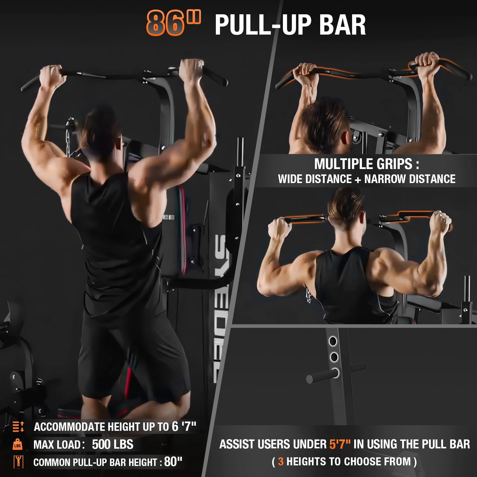 Syedee Home Gym Station, Workout Station With 150LBS Weight Stack, Home Gym Equipment With Power Tower for All Body Training