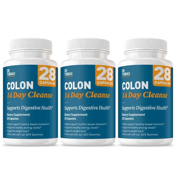 Dr. Tobias Colon Cleanse - Constipation Relief & Gut Health Support for Women & Men | 14 Day Colon Cleanser for a Gentle Colon Detox & Gut Flush - 3 bottles of 28 Capsules