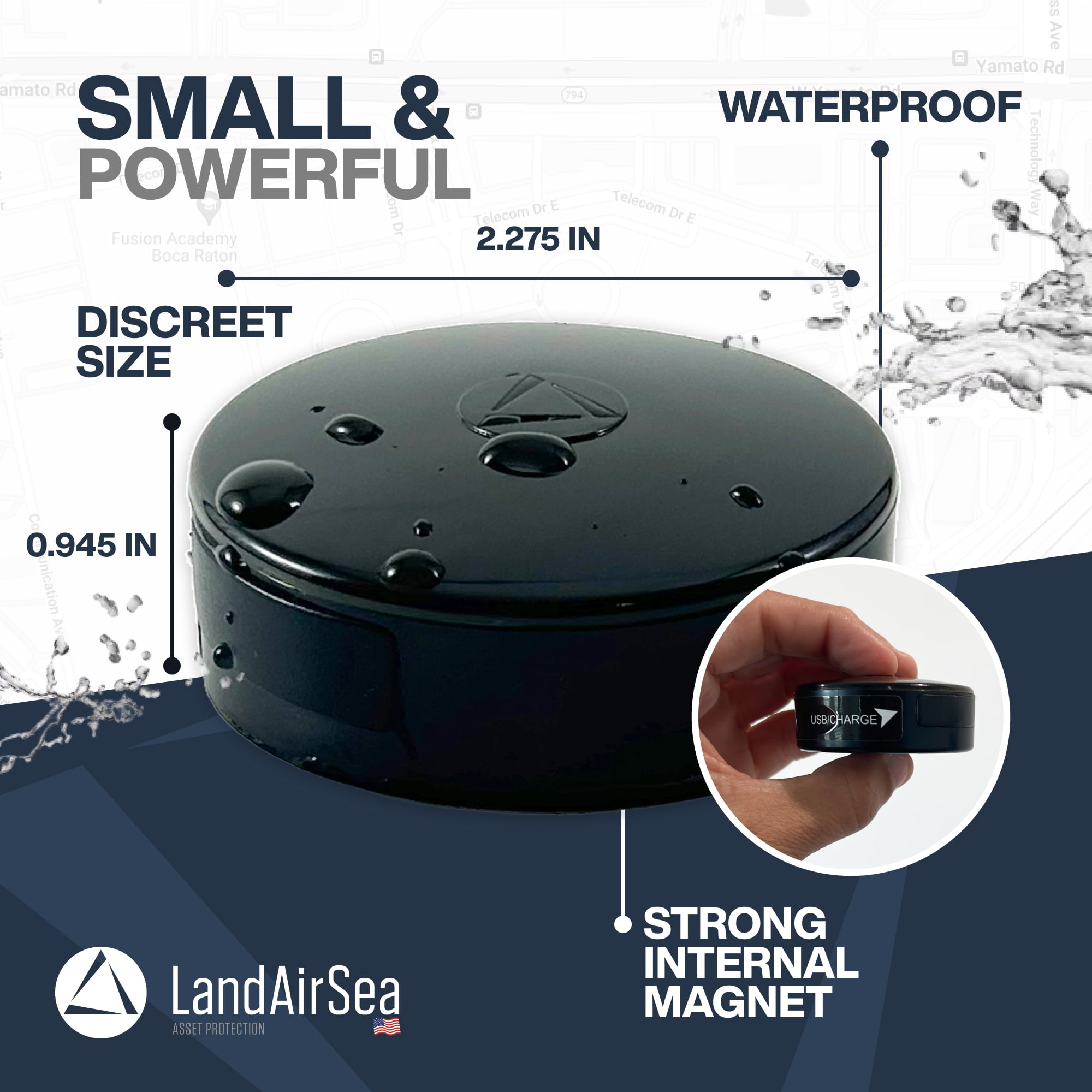 LandAirSea 54 GPS Tracker - Long Battery, Built-in Magnet, & Waterproof. Subscription Required.