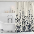 thumbnail image 3 of Navy Botanical Shower Curtain, Waterproof Shower Curtains for Bathroom, Blue Dragonfly Flower Leaf Retro Style Washable Fabric Bathtub Curtain Set Bath Decor with 12 Hooks Long 72"x84", 3 of 8