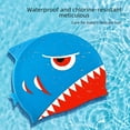 thumbnail image 3 of Kids' Blue Fish Swim Cap with Shark Print - 2-8 Years Old, High Elasticity Silicone, Ear Protection, Comfortable Non-Slip Fit, Perfect for Swimming Lessons, Wholesale Available, In Stock Now, 3 of 6