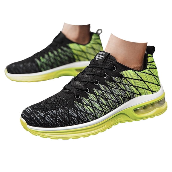 Men Tennis Fashion Sneakers Trendy Low Top Non Slip Mesh Walking Trainers Shoes Classic Casual Stylish Work Travel Footwear Green Size 5.5