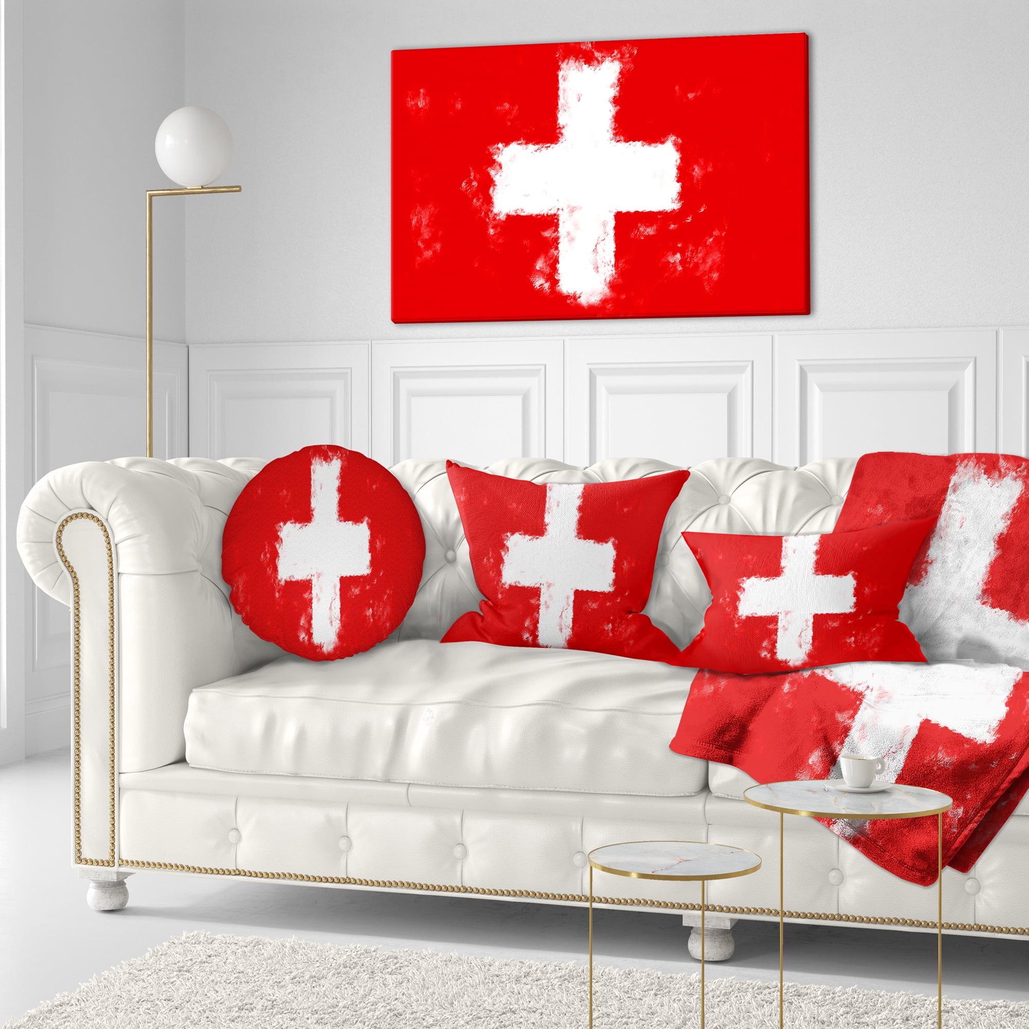 Designart Switzerland Flag Illustration - Flag Painting Throw Pillow - 12x20