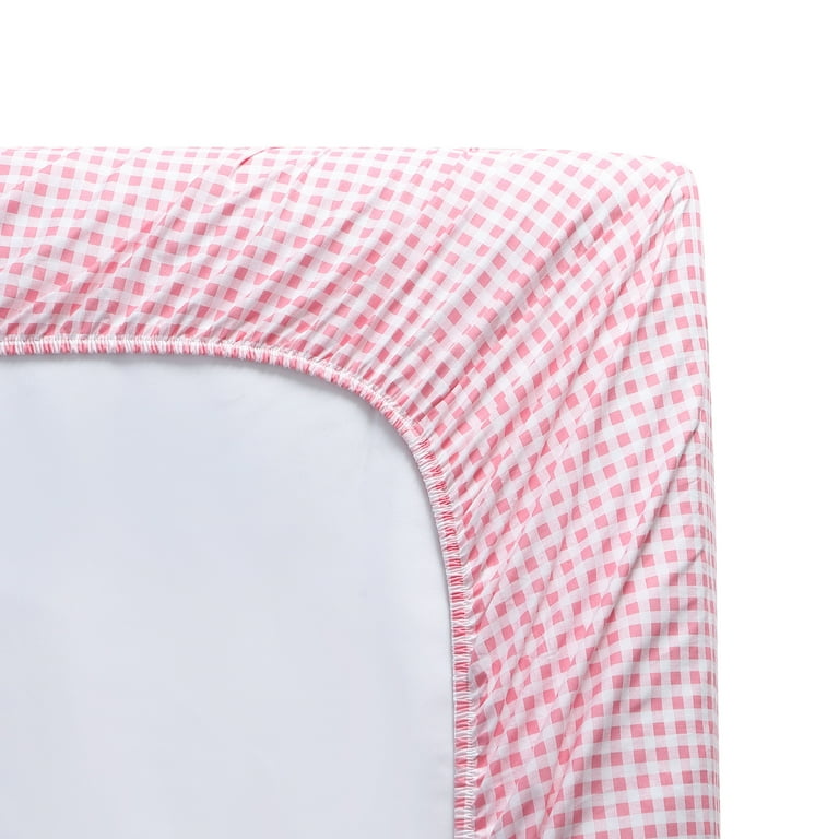 Poppy & Fritz Gingham Plaid Bright Pink Cotton Percale Full
