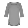 thumbnail image 4 of Spring Tops for Women Ladies Tops 3/4 Sleeve Fashion Women Solid T-shirt Mid-length 3/4 Sleeve Blouse Round Neck Casual Tops, 4 of 5