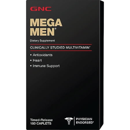 GNC Mega Men Multivitamin for Men, 180 Count, Antioxidants, Heart Health, and Immune