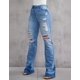 thumbnail image 4 of Jeans para Mujer 90s Vintage Sexy Ripped Mid Waist Bell Bottom#1 Light BlueSmall, 4 of 5