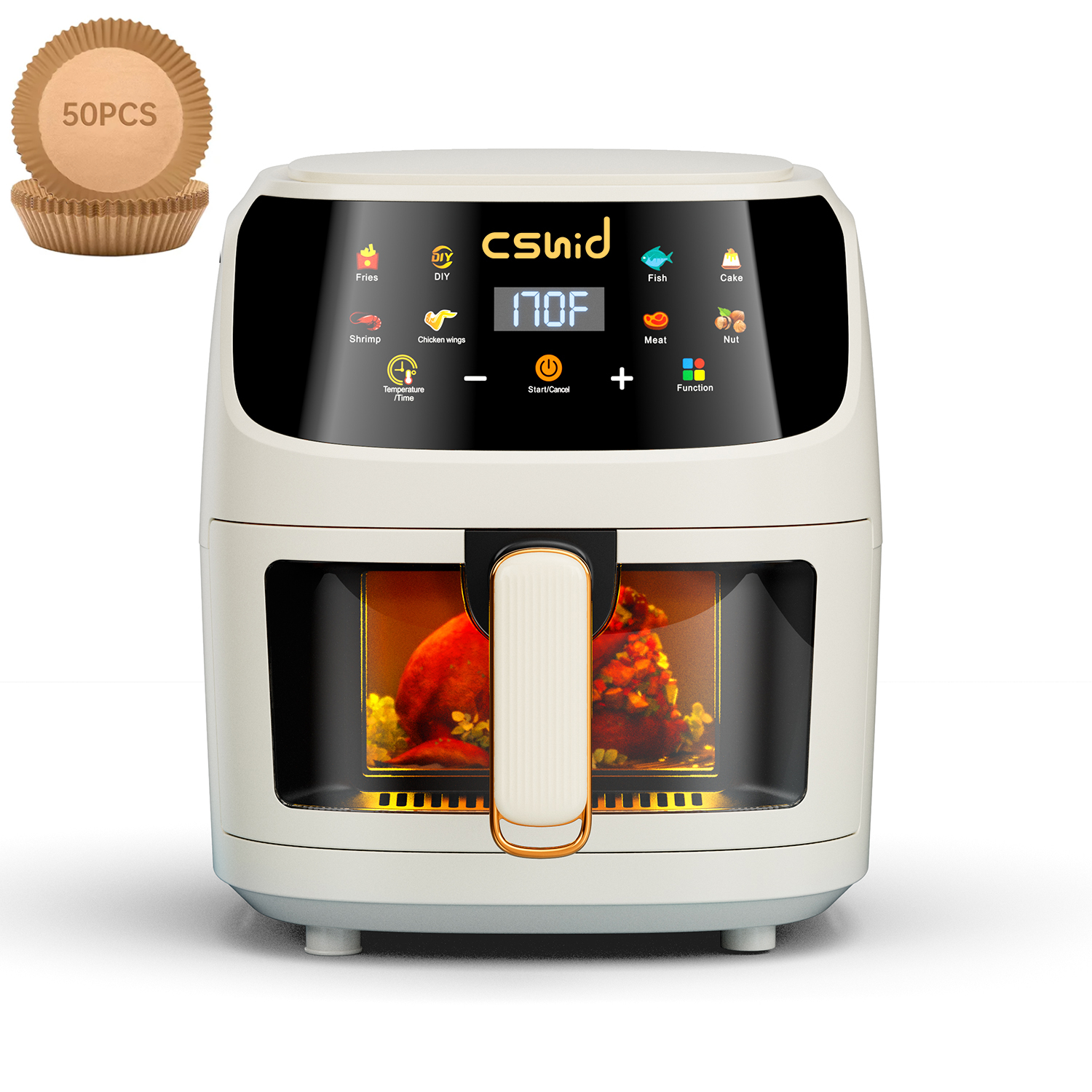 Air Fryer 5L Large Capacity Touch Screen Smart Fryers Household Multifunction Window Visible