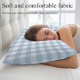 thumbnail image 5 of Light Blue Plaid Pillow Covers, Linen Long Throw Pillow Case, Modern Minimalist Country Holiday Pillow Protector Decorative Cushion Cover for Living Room/Bedroom 12" x 20", 5 of 8