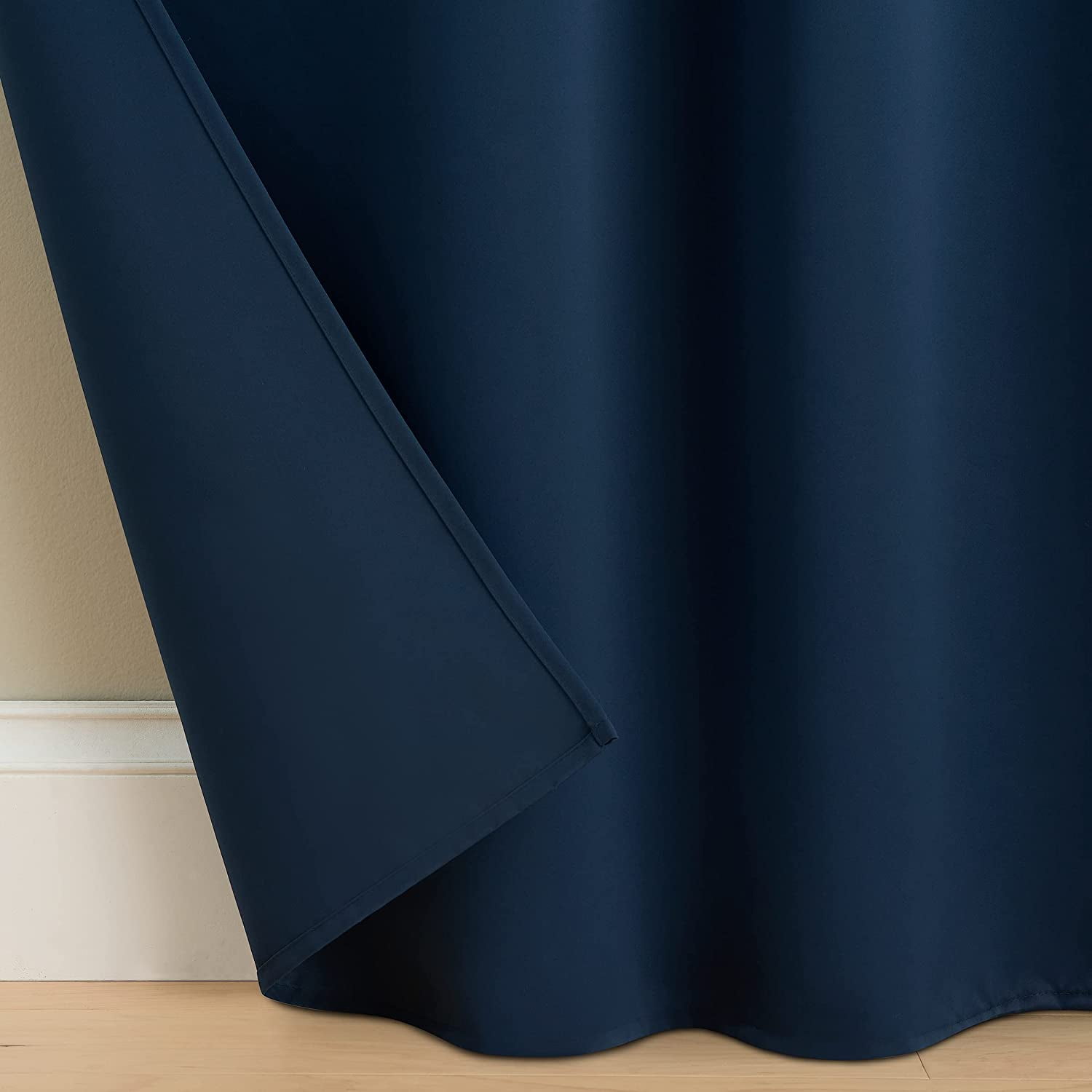 ECLIPSE Brockfield Waterproof Blackout Thermal Insulated Grommet Outdoor Curtain for Patio or Porch (1 Panel), 52 in x 108 in, Navy