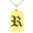 Gold, variant on Stainless Steel Letter R Initial Old English Monogram Engraved Small Rectangle Dog Tag Charm Pendant Necklace