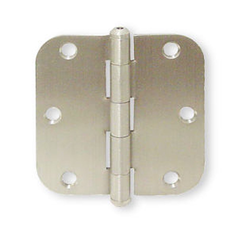 3 1/2" Solid Brass Secure Door Hinge Brushed Satin Nickel 5/8" Radius