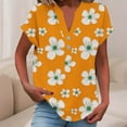 thumbnail image 4 of HOMBOM Womens Summer Tops Shirts Cotton Linen Orange Boho Short Sleeve Floral T Shirts for Women, 4 of 6