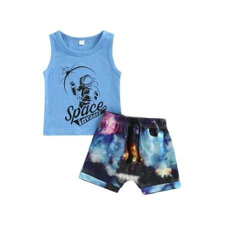 

Calsunbaby Newborn Baby Boys Outfits Set Letter Tanks Tops Vest Tie Dye Print Shorts Summer 2pcs Clothes Blue 18-24 Months